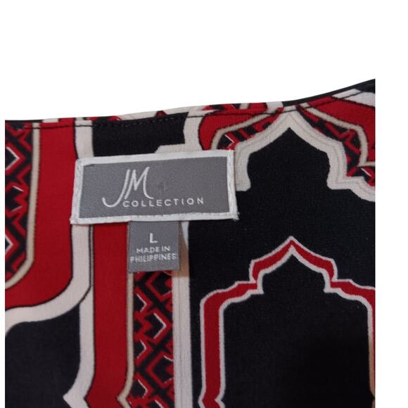 JM Collection Stretchy Long Tunic Top Blouse L Beaded Bling Career Office Travel - Picture 7 of 10